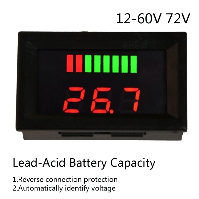 DC 12V-72V Digital Lead Acid Battery Capacity LED Indicator Voltmeter Battery Tester