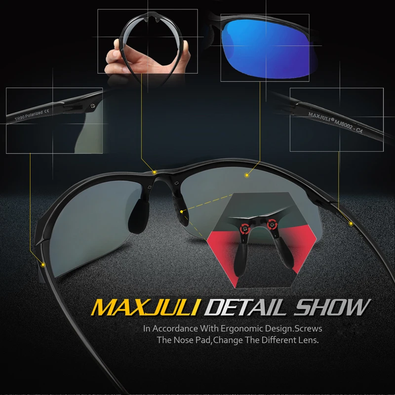 Prévention Jcorde I-Lunettes de soleil de sport polarisées pour hommes et femmes, cadre incassable Tr90, course à pied, pêche, randonnée en plein