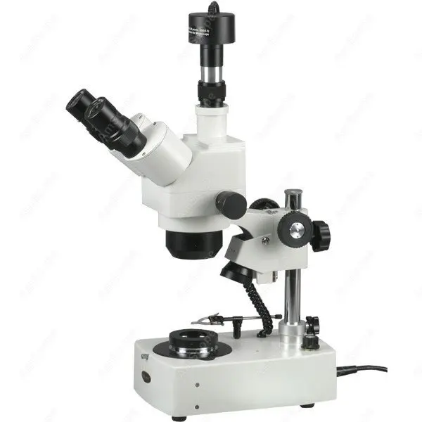 Microscope Darkfield + caméra 3mp, fournitures AmScope 10X-60X, bijoux, gemme