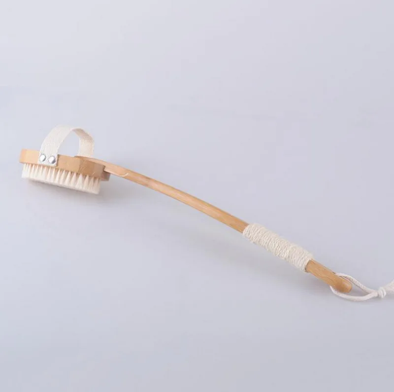 Long handle soft hair bath brush artifact bathroom products back massage brush Bamboo handle bath brush