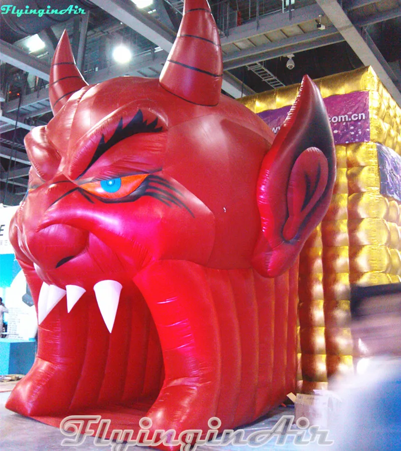 5m Giant Halloween Tunnel Inflatable Devil Archway Demon Head Arched Door for Entrance Decoration