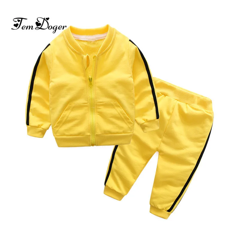 2018 Autumn Fashion baby girl clothes cotton long sleeve solid zipper jacket+pants 2pcs bebes tracksuit baby boy clothing set