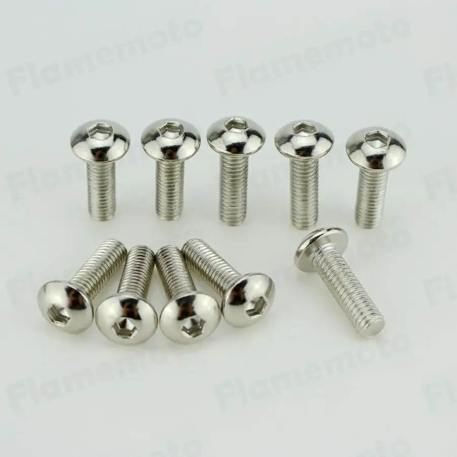Śruby stalowe motocyklowe śruba chromowana 6x20mm 10 sztuk dla Harley Touring Dyna Softail Sportster niestandardowe uniwersalne