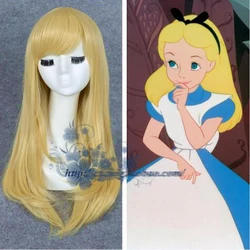 Biamoxer Alice In Wonderland Alice Geel Gouden Cosplay Pruik Rechte Lange Synthetische Haar Kostuum Partij Halloween Party Pruiken