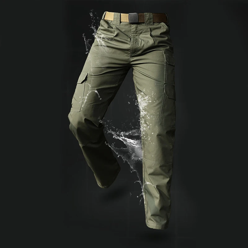 Mege-Calça Cargo Casual Masculina Sólida Multi-Bolsos, Calças Táticas do Exército, Roupas de Marca, Ripstop, Militar, Resistente ao Desgaste