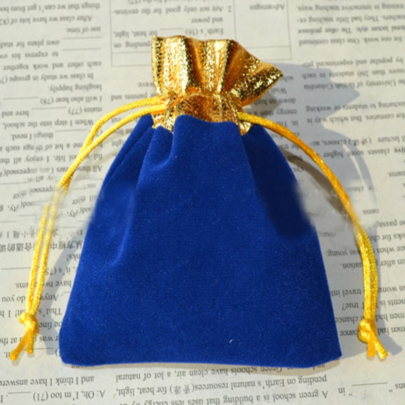 7*9cm 100pcs Phnom Penh Royal Blue Jewelry Velvet Bags For Packing Gifts Handmade Women Jewellery Pouches Flannel Bag Drawstring