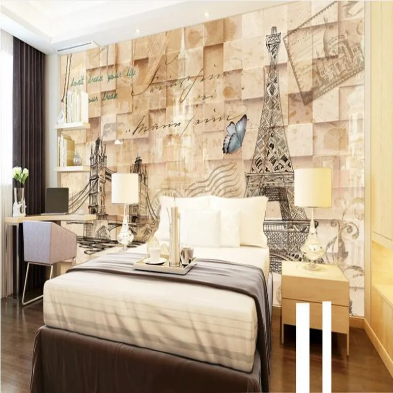 

wellyu Custom large - scale murals European Retro TV wall wallpaper non - woven wallpaper papel de parede para quarto