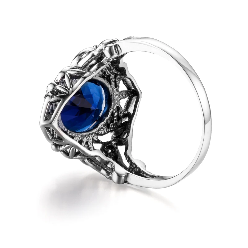 Szjinao Sapphire Rings owalny kwiat elegancki wiktoriański ciemny niebieski kamień szlachetny pierścień 925 Sterling silver Carve Kate Fine Jewelry Wedding — zdjęcie 5