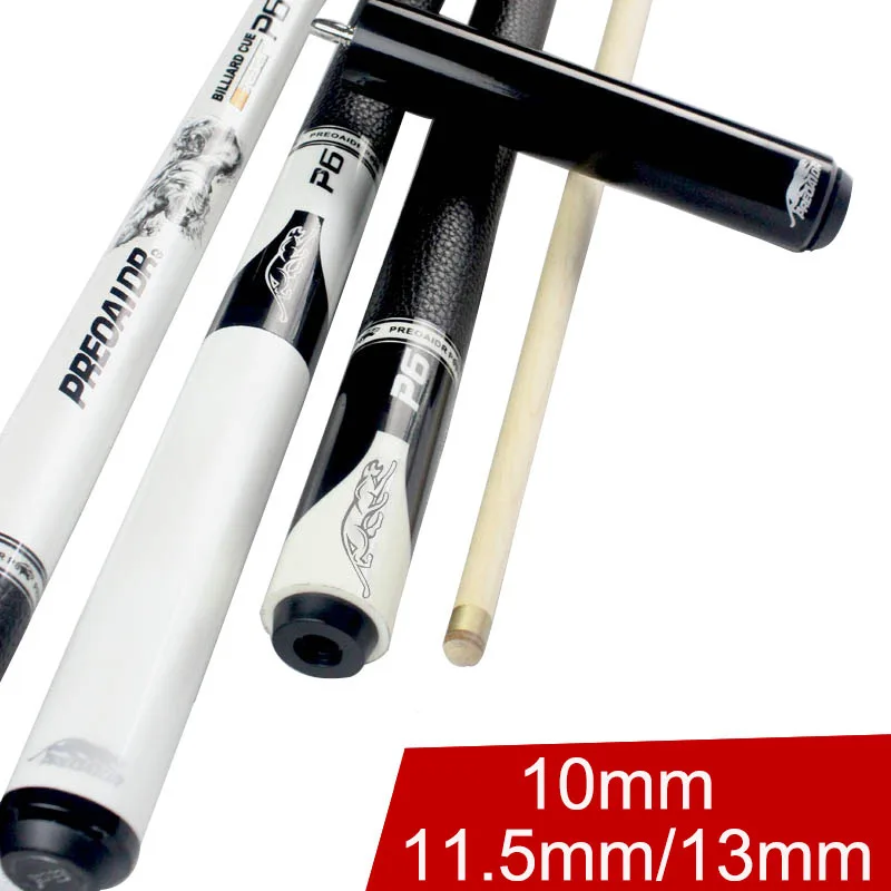 2016 Pool Cue Billiard Pool P6 5A Canadian Maple Shaft 13mm/11.5mm Tips 10mm With Extension Black/White Color Made In China