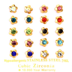 LUXUKISSKIDS  Brand New One Card 10 Pairs Mix Color Clear Crystal Flower Stud Earrings for Woman Gift Wholesale