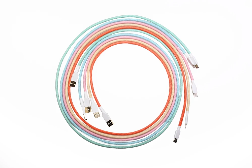 Colored sleeved Nylon USB C Cable type c USB port Gold-plated connectors 1.2m length 6 colors blue pink purple orange beige cyan