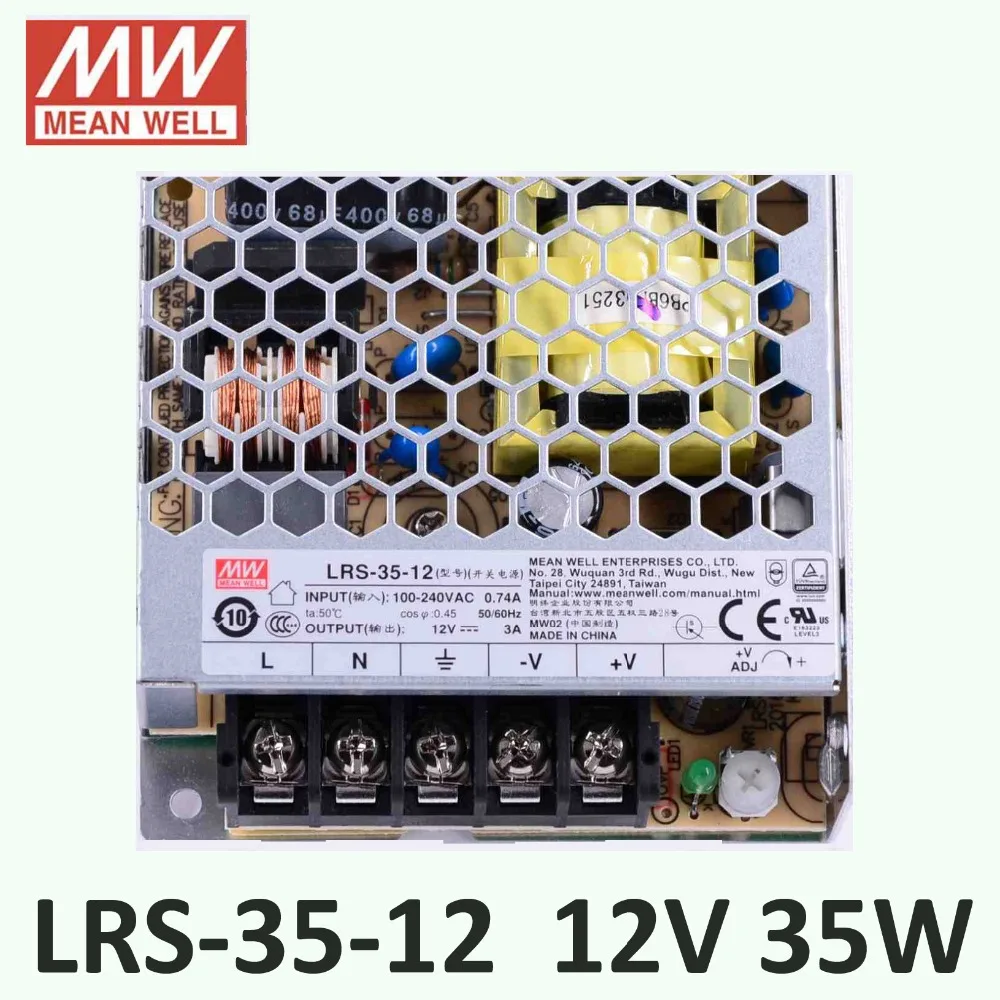 Hot sale Meanwell LRS switch power supply 90-132V/180-264V AC to 5V/12V/24V/36V/48V DC  LRS-35 single output 35W power supply