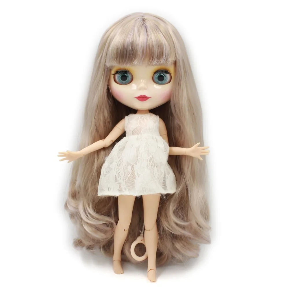 Blyth Nude doll 1/6 joint body white skin golden mix light purple hair with bangs/fringe diy makeup 30cm girl gift No.3227/1049