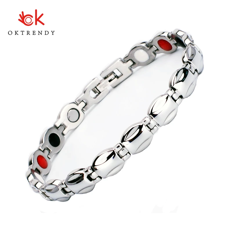 Oktrendy Energy Healing Bracelet Stainless Steel Magnetic Therapy Bracelets For Women Office Charm Bracelet