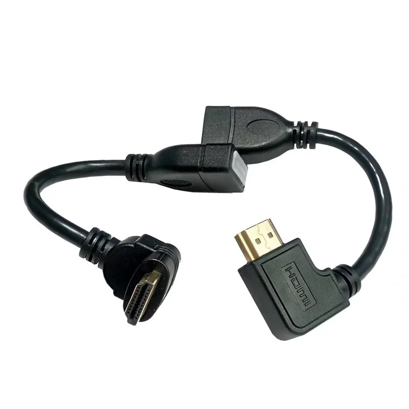 عالية السرعة 90 درجة أعلى وأسفل واليسار واليمين بزاوية HDMI ذكر إلى HDMI أنثى V1.4 كابل للصوت TV 1080P DVD 0.5m