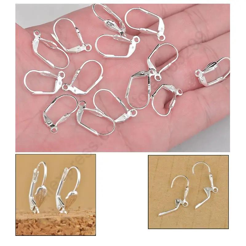 

Making Jewelry Findings Silver Shell Square LeverBack Leaves Ear Wire Earrings Clasp Hooks Wholesale Lot Fine