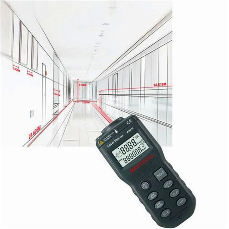 MS6450 Ultrasonic Range Finder Laser Distance Meter Length Area Volume Measurer