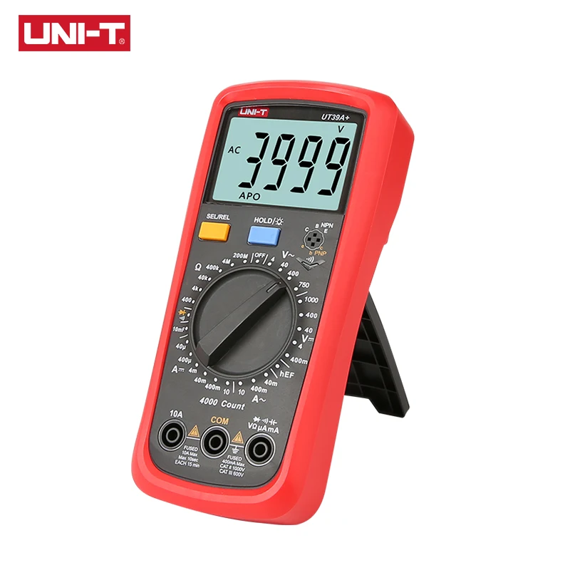 Imagem -05 - Multímetro Digital de Alcance Uni-t-auto Ut39a Mais Atualizado de Ut39a Ut39c ac dc v a Ohm Temp Freqüência Hfe Teste Ncv