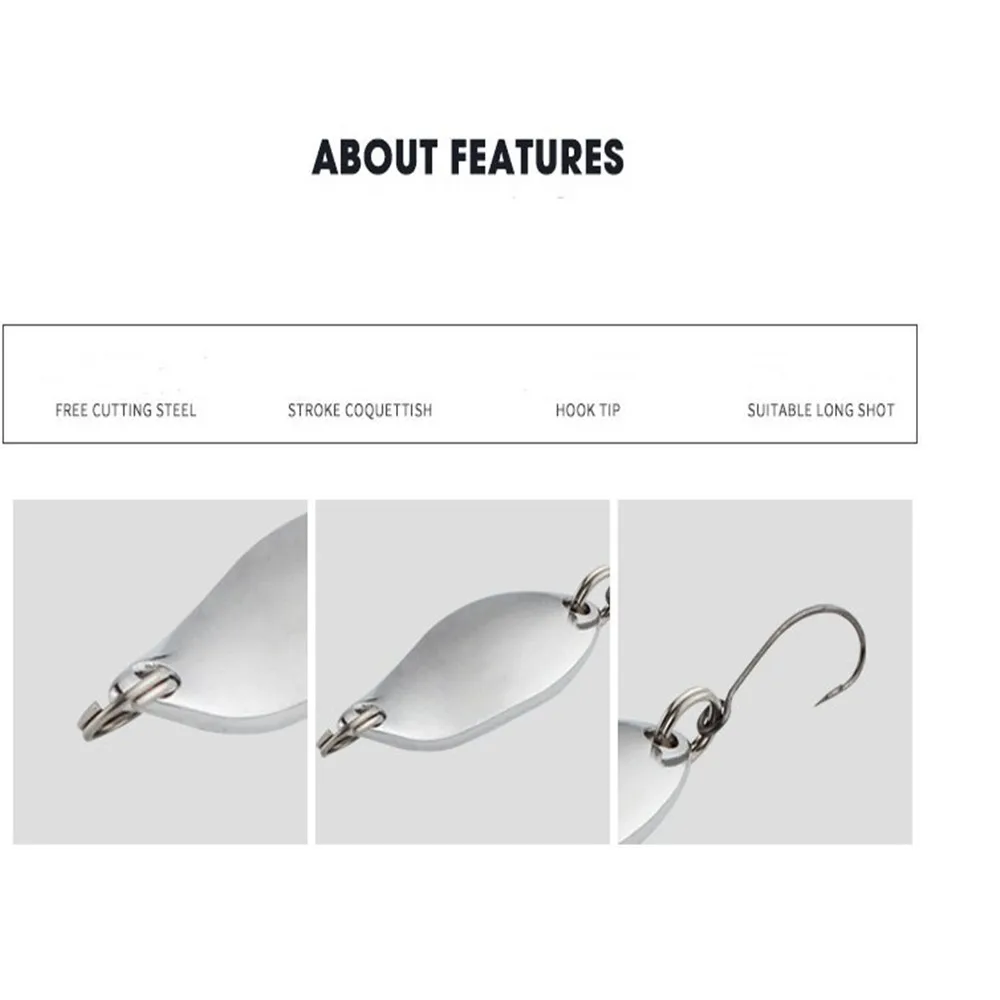 FISHINAPOT 1pcs 2.5g 3.5g 5g Metal Gold Sliver Spoon Spinnerbait Fishing Lure Wobbler Crankbait Fishing Hard Bait Accessories