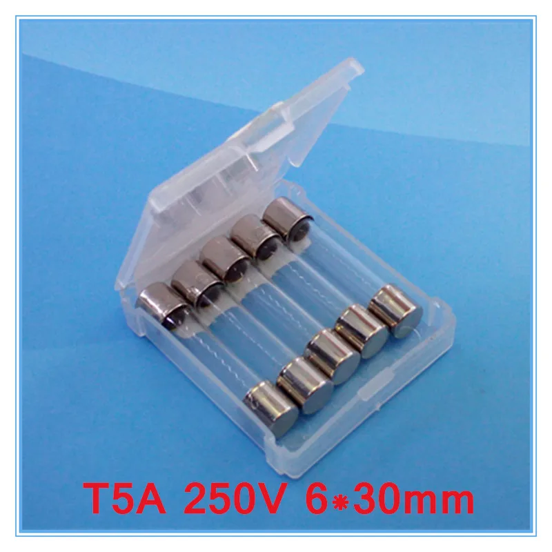 (5 pcs/lot) T5A 250V 6x30mm Slow Blow Glass Tube Fuse, UL VDE RoHS Approved,5A 5Amp.