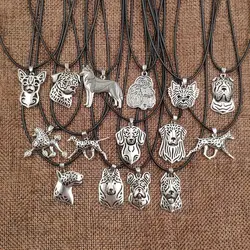 Dog Animal Pendant Rope Necklace Antique Husky Poodle Jewelry For Women Male Female Girls Ladies Punk Cute