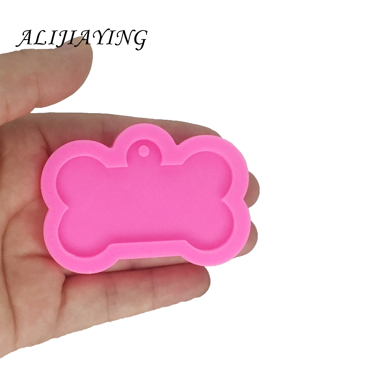 DIY Shiny Dog bone shape silicone mold for keychains with a hole resin jewelry molds for 3D crafts tools DY0061