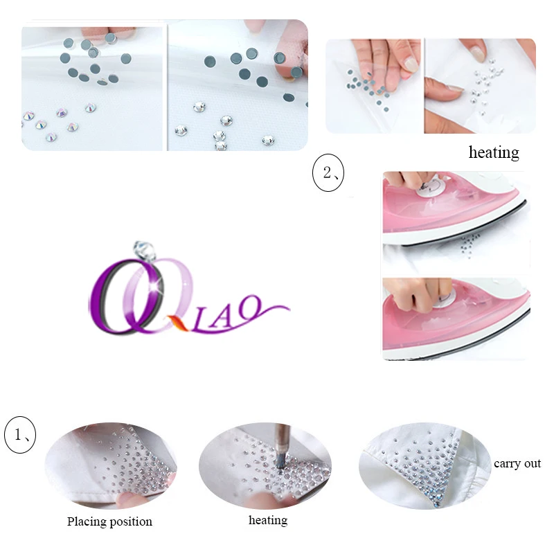 QIAO Metallic Color Crystal Glass Flat back Hot fix Rhinestones for Hot fixing Clothes Decorations