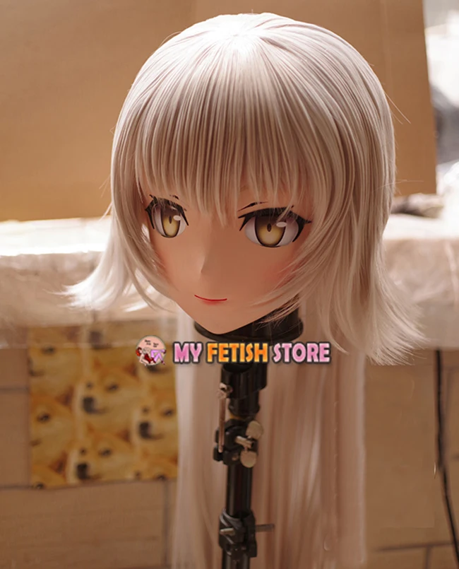 (KM124) Handmade Female Resin Crossdress Pretty Girl 3/4 Head Lolita Doll Mask Japanese Anime Cosplay Kigurumi Mask Crossdresser