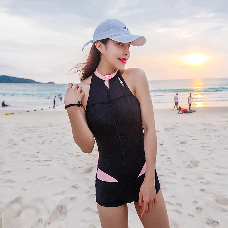 

2019 Hisea Sexy One Piece Women Swimsuit Swimwear Summer Quick Dry Sport Surfing Swimsuit Ladies Patchwork Close Body Beach Wear