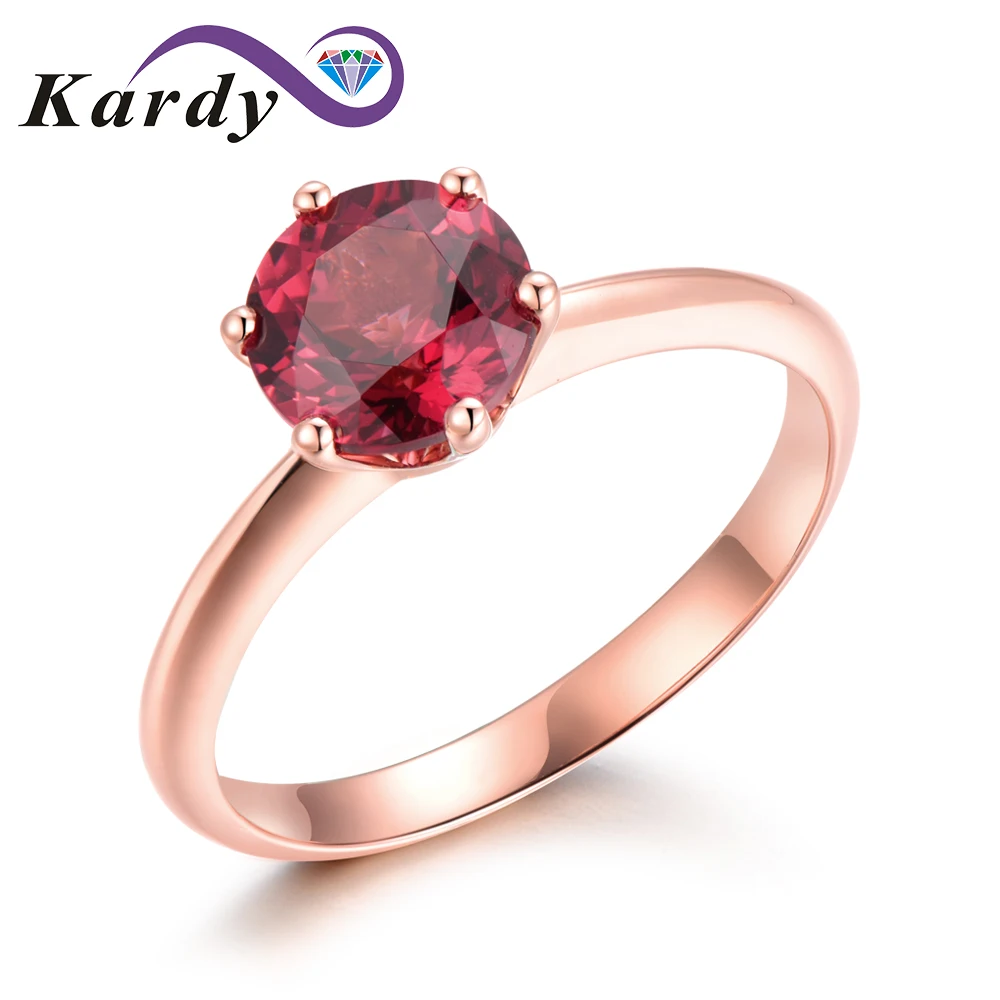 

Attractive Simple Genuine Natural Garnet Gemstone 14K Rose Gold Engagement Wedding Promise Women Ring Sets