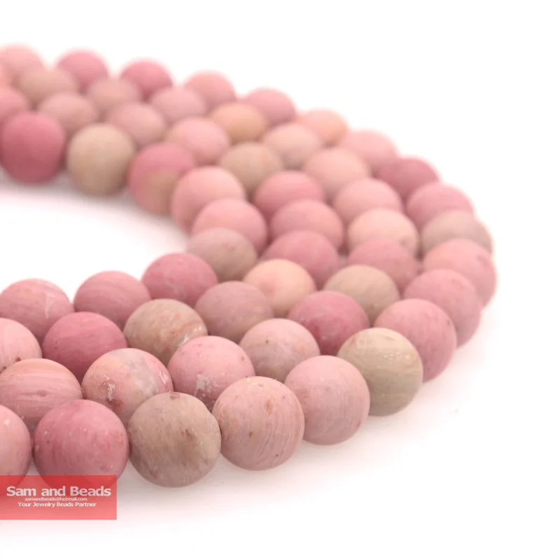 Natural Stone Grade AAA Dull Polish Matte Rhodonite Round Beads 16