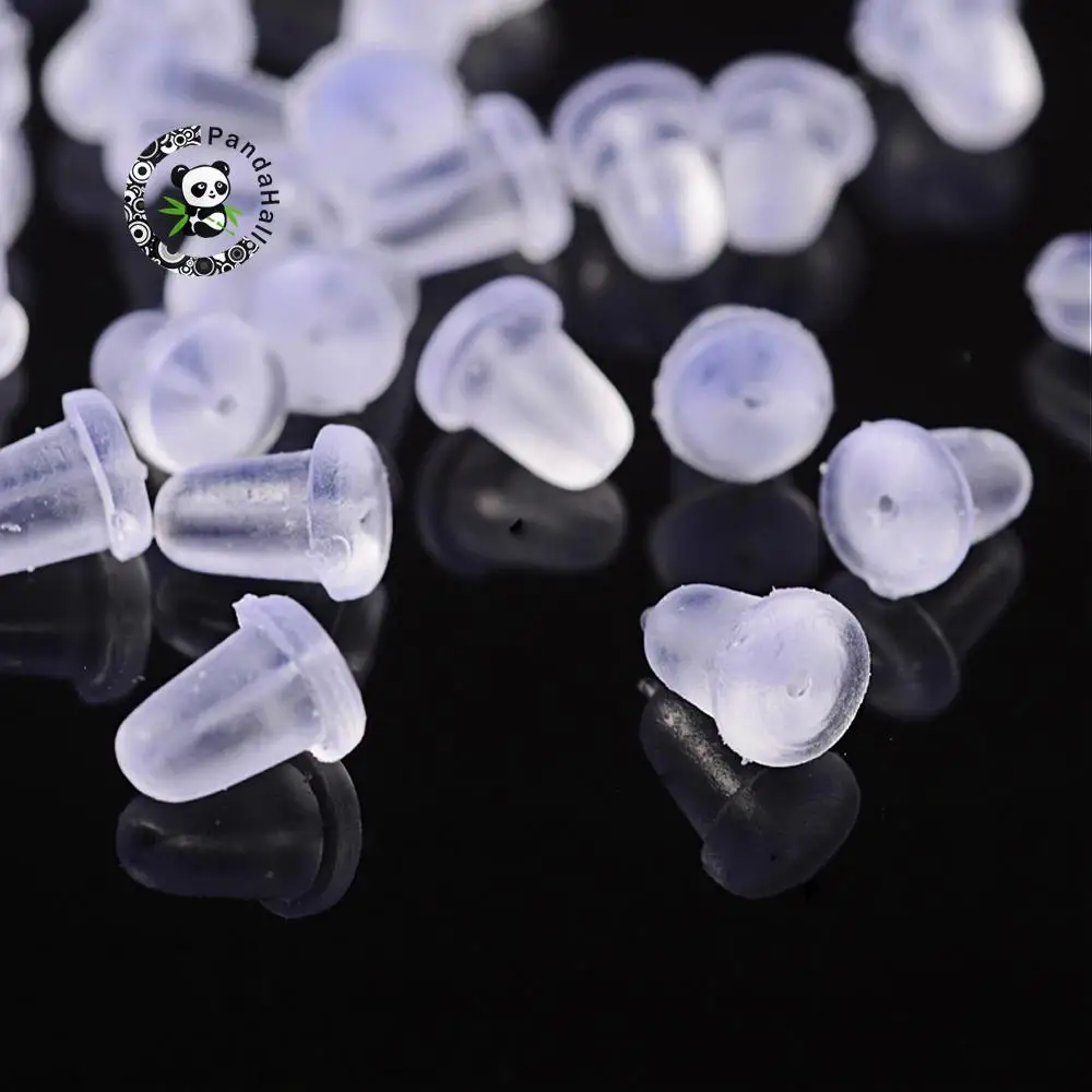 500pc/lot Clear Ear Nut Earrings findings DIY Jewelry Bullet Plastic Earring blocked Earring Back 5x5x4mm, Hole: 0.5mm F60