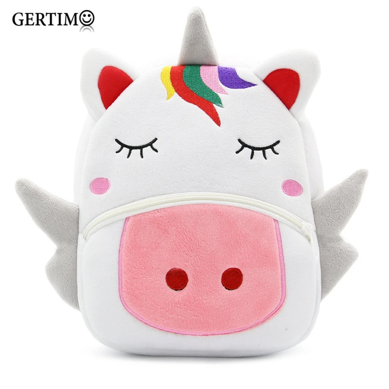 Regalo per bambini simpatico cartone animato 3D animale unicorno giraffa mucca zaini di peluche scuola materna borsa da scuola per bambini per