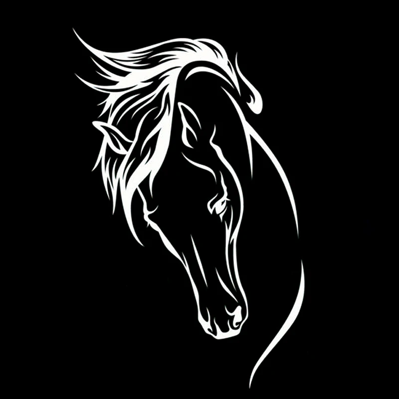 YJZT 10.4cm*17cm Animal Horse Head Car Accessories Vinyl Car Stickers Black/Silver S6-2724