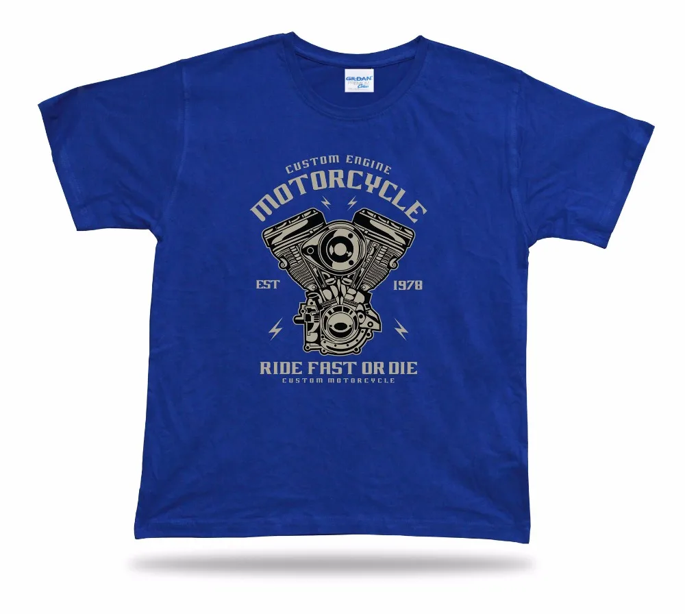 Summer High Quality Men's T-Shirt Classic Motorcycle V Twin Engine Ride Fast Or Die Stylish Cool Modern Tees Shirt T Shirt