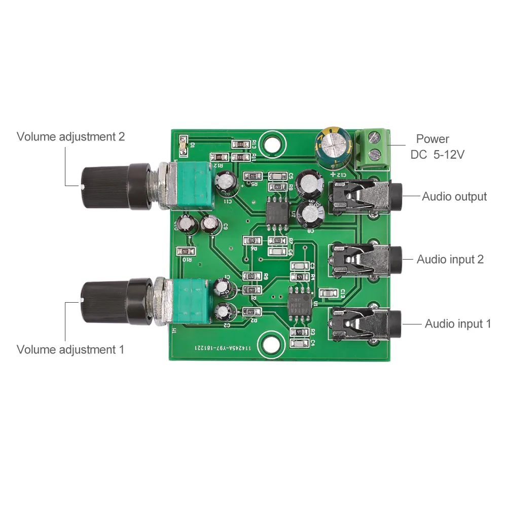 AIYIMA 2Way Stereo Audio Signal Mixer Board Multi-Channels Mixing Board for One Way amplification Output Headset Amplifier Audio