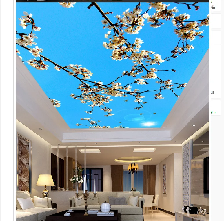 

Blue flowers ceiling frescoes 3d ceiling murals wallpaper Home Decoration 3d customized wallpaper