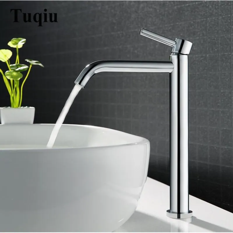 

Brass chrome Tall Sink Faucet Bathroom Slim hot and cold basin water mixer tap bathroom single sink faucet