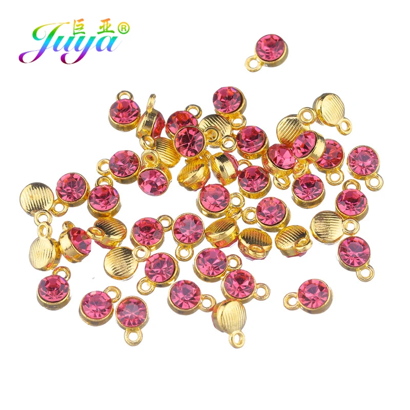 Juya 30pcs/lot Wholesale 12 Colors Cz Rhinestone Birthstone Charms Pendant For Handamde Pendant Birthday Jewelry Making Supplies