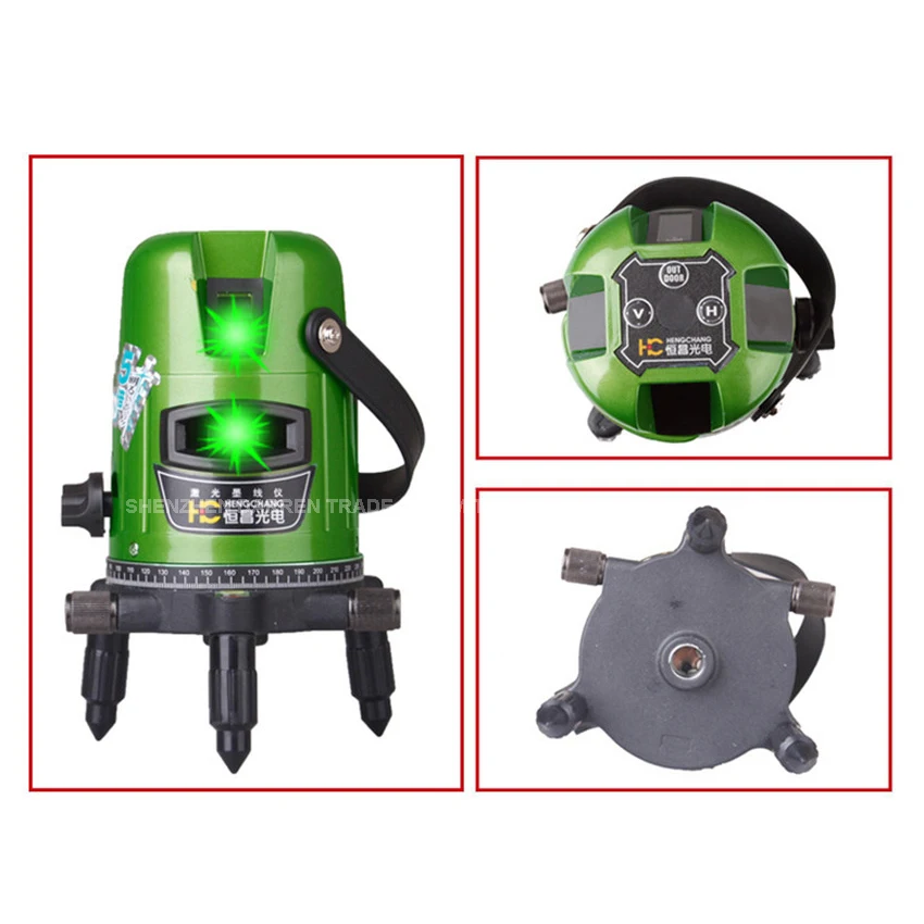 Láser verde cruzado autonivelante con función de 360 grados, 2 líneas, CA, CC, Detector eléctrico de doble propósito, 1 unidad