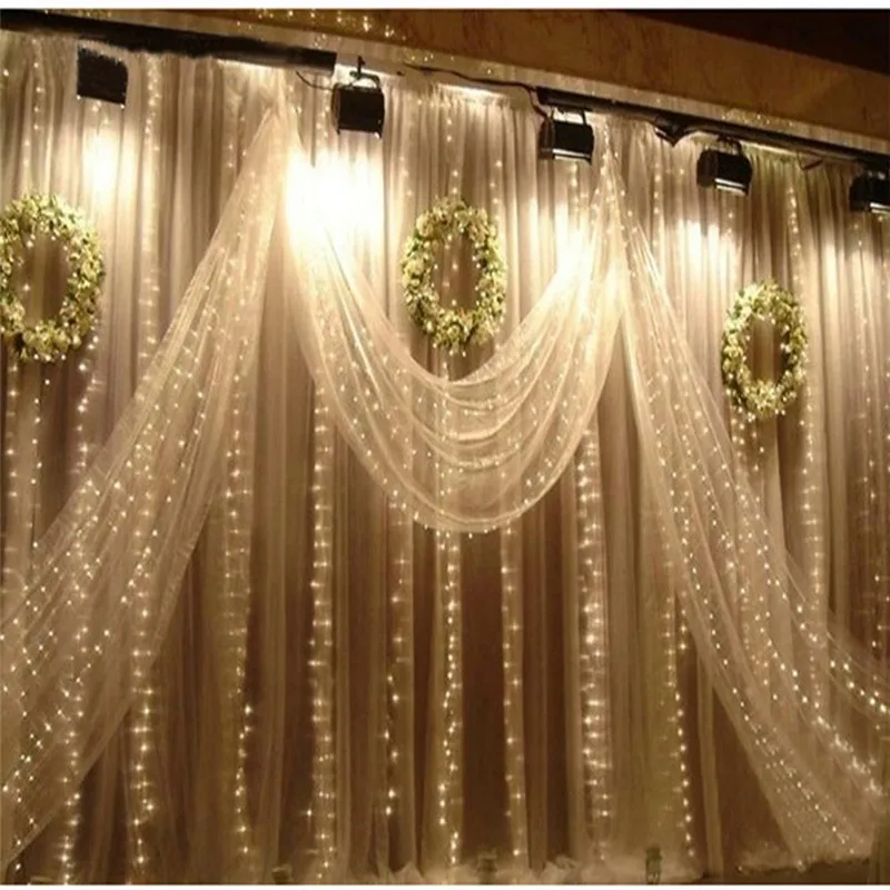 LED String 3MX3M 300LED Curtain Light icicle Christmas Light 3*1m Fairy Light Garland Birthday Party Garden Wedding Home 220V