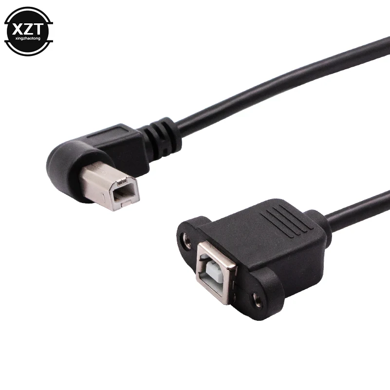 PZ 1PCS Right Angle USB Type B male to USB B female Printer Panel Mount new Extension Sync Cable Cord 0.3M 0.5M