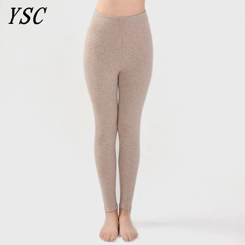 YSC celana wol kasmir wanita gaya baru celana rajutan lembut kehangatan panjang spandeks legging kualitas tinggi gaya pas badan