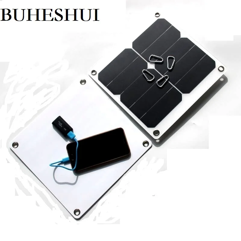 BUHESHUI Portable 15W 5V Solar Charger Sunpowr Solar Panel Charger for Mobile Power Bank Outdoor Travel Size Solar Charger