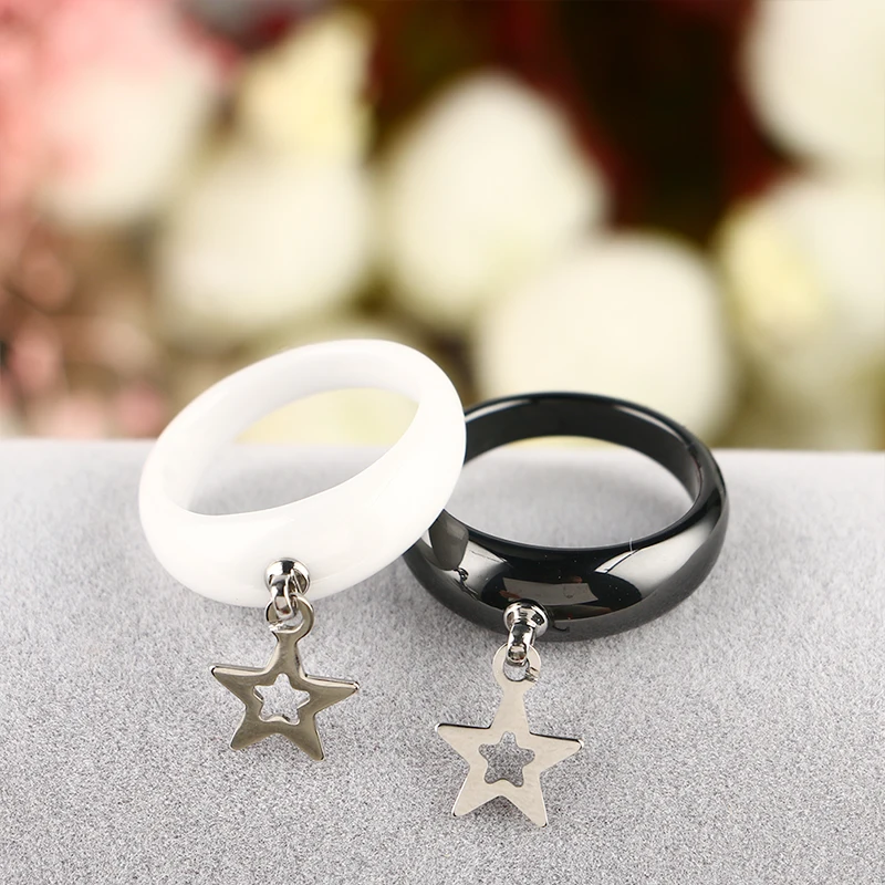 316 Stainless Steel Star Rings for Women Vintage Wedding Ceramic Ring  Midi Finger Anillos Mujer Irregular Personality Jewelry