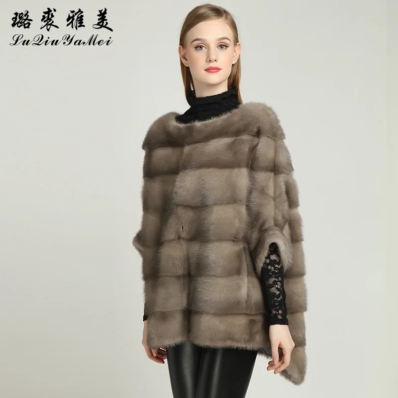 Full Pelt Mink Coats Women Mink Cape High Low Style Fur Coat Mink Causal Loose Female Jacket Natural Mink Fur Coat Female