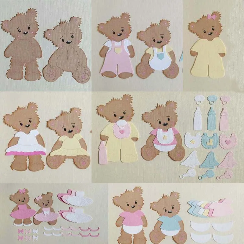 Animal Brown bear and clothes Metal Cutting Dies Stencils for DIY Scrapbook Photo Album Paper Card Decorative Craft  Die New