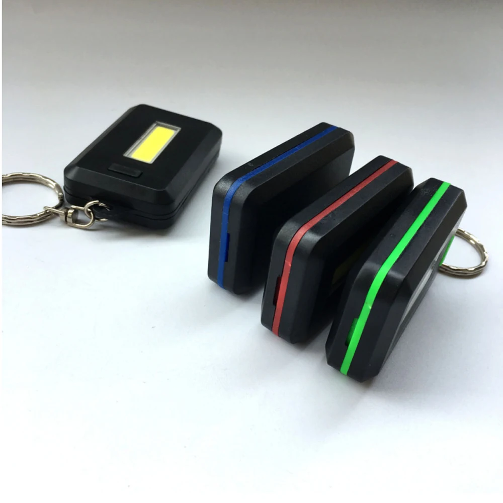 1PCS Portable Mini COB LED Keychain Flashlight Key Chain Keyring Torch Light Lamp With Carabiner For Camping Hiking Fishing