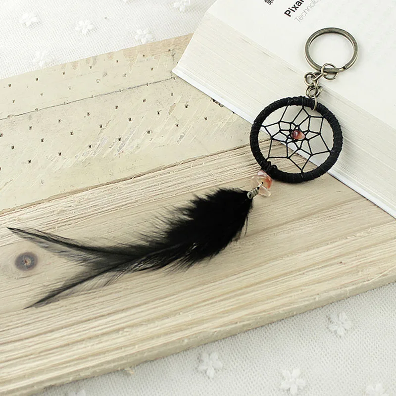 Black feather dream cather  handmade dream net key chain creative small gift pendant dream net hanging decoration