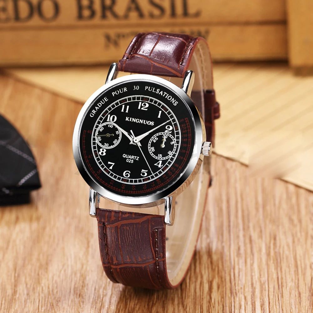 Kingnuos 2020 Top Brand Simple Quartz Watch Men Clock Male Wristwatches Leather Strap Casual Business Reloj Hombre Men's Watches